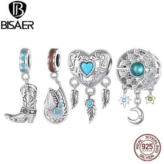 Bisaer 925 Sterling Vintage Cowboy Dream Catcher Charm