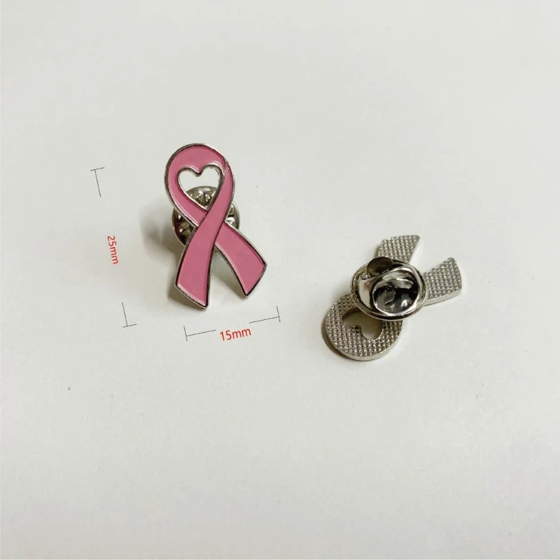 Elegant Pink Ribbon Breast Cancer Awareness Pins Set for Women and Girls - Decorative Brooch Badge Collection
