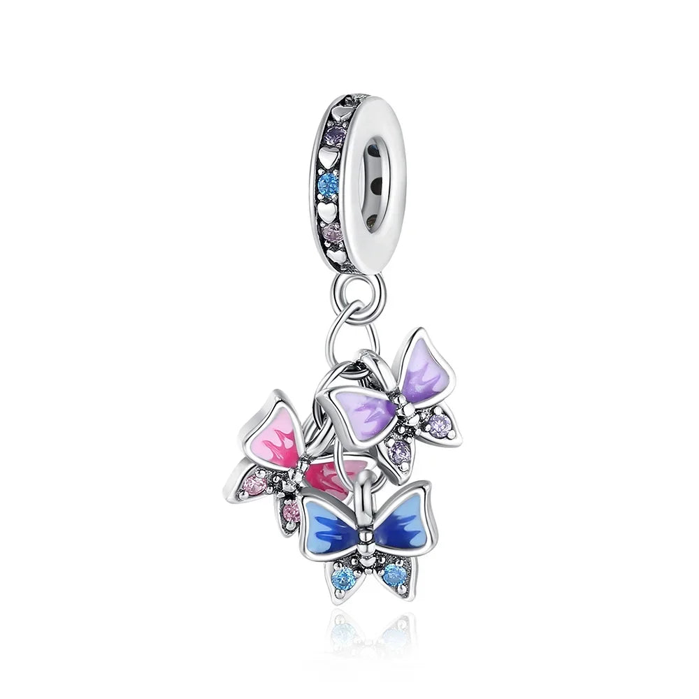Sparkling Purple Jellyfish Sterling Silver 925 Charm Bead Birthday Pendant for DIY Bracelet Jewelry