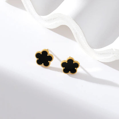 Ganemly 316L Stainless Steel Four Color Five Leaf Clover Flower Jewelry Set for Women
