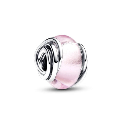 Pink Hot Air Balloon Daisy Murano Glass Charm for European Silver Bracelet SS2207