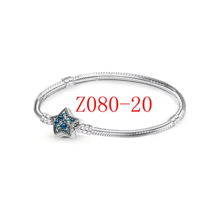 Family Charm Pendant Pink Flower Heart Clover Dangle Bead for 925 Silver Bracelets Z080-20