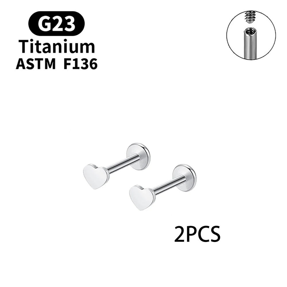 Elegant G23 Titanium Stud Earrings for Women - Classic Moon Design