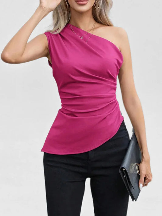 Dozw Women One Shoulder Vest Allseason Slim Fit Party Top