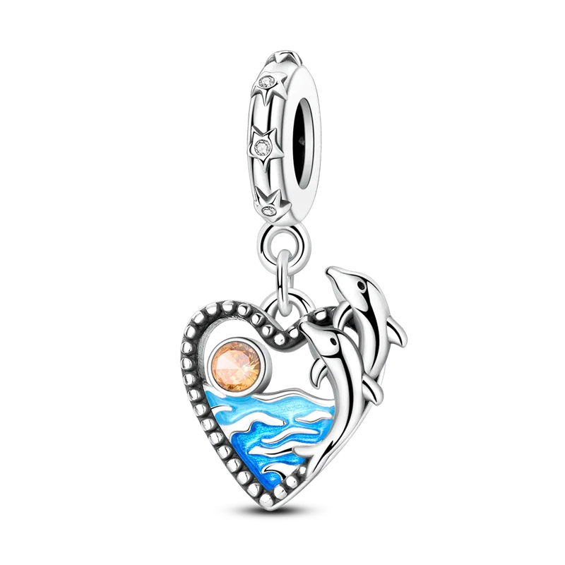 925 Sterling Silver Sea Turtle Dangle Charm For Bracelet
