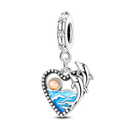 925 Sterling Silver Sea Turtle Dangle Charm For Bracelet