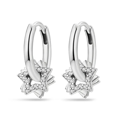 925 Sterling Silver Zirconia Hoop Earrings for Women Engagement Birthday Gift KTE190