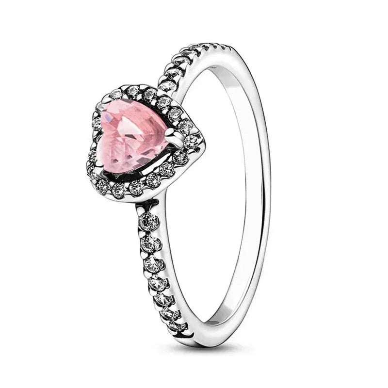 925 Sterling Silver Colorful Heart Zircon Ring for Women Unique Valentine Birthday Gift Sizes 6 to 9