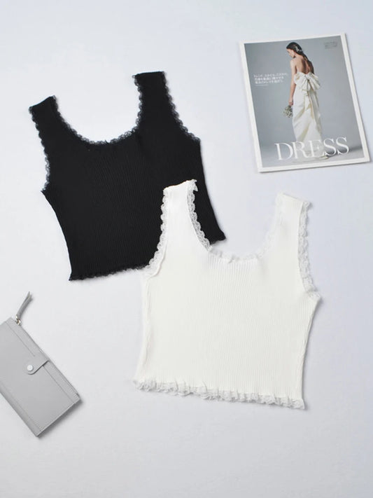 Summer 2024 Womens Lace Up Square Neck Crop Tank Top