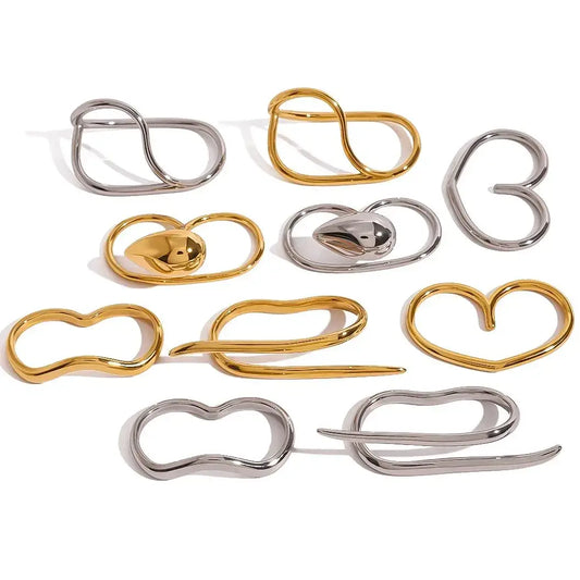 Youthway Minimalist Geometric Double Finger Ring Set 18K Gold Plated