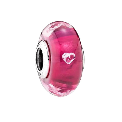 Original 925 Sterling Silver Pink Flower Balloon and Coffee Cup Charms Beads for DIY Women’s Bracelet Jewelry Gift