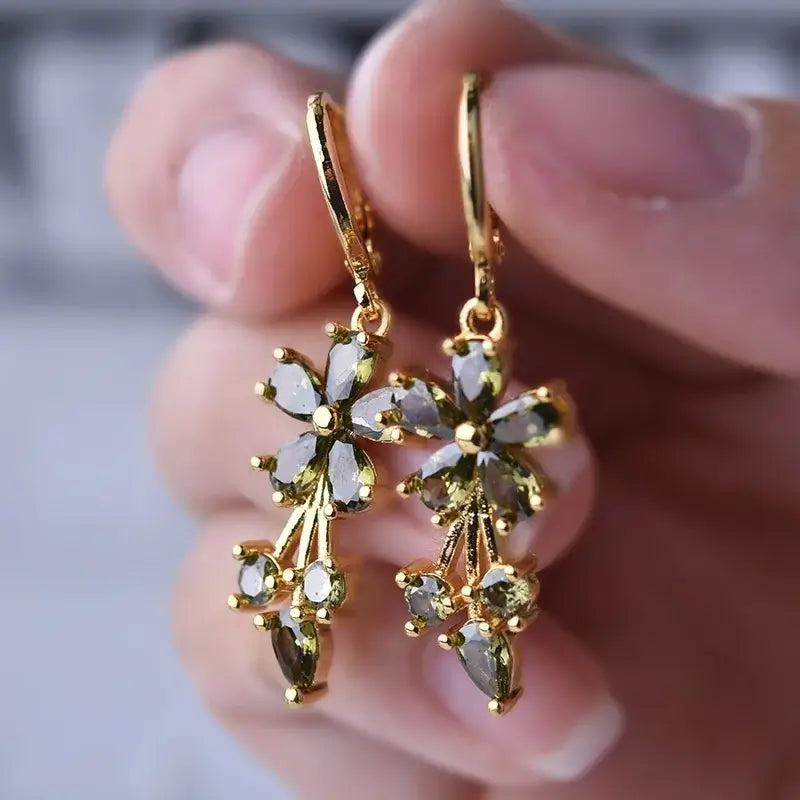 Classic Trend Earrings Gold Color Filled Zircon Dangle Jewelry E797-4