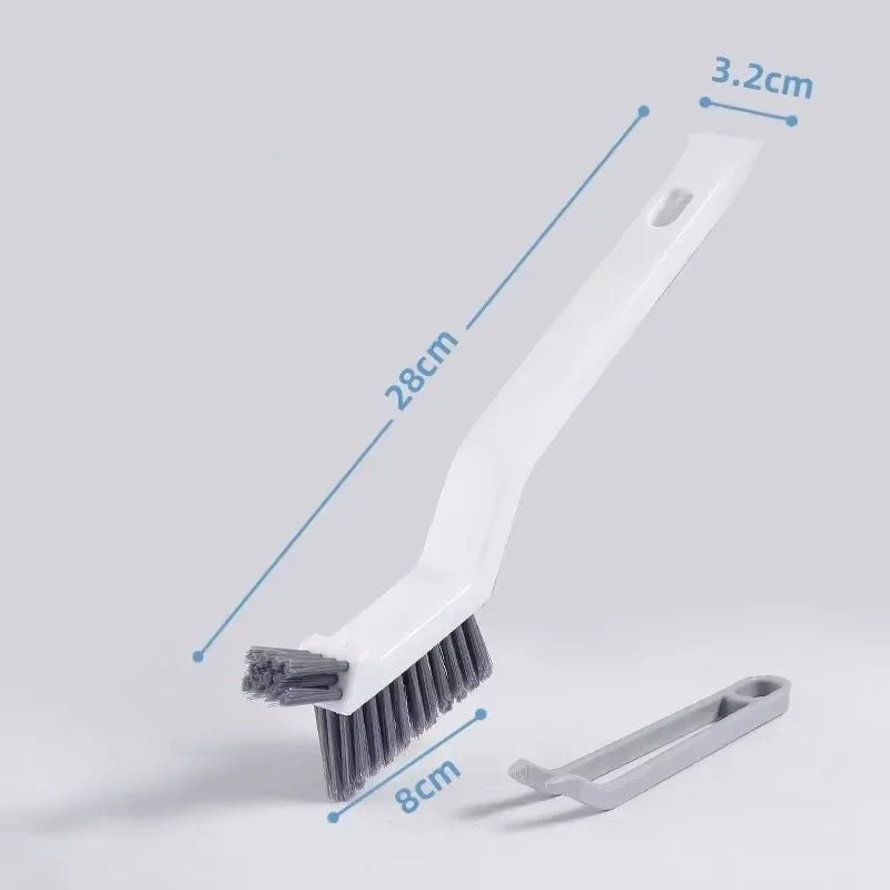 Effective Cleaning Brush for Corners and Gaps - 2-in-1 Multipurpose Tile and Bathroom Brush Double headed white