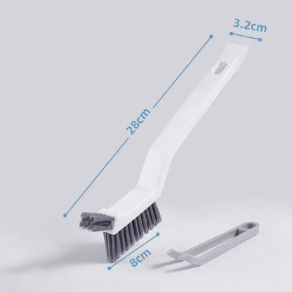 Effective Cleaning Brush for Corners and Gaps - 2-in-1 Multipurpose Tile and Bathroom Brush Double headed white