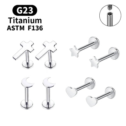 Elegant G23 Titanium Stud Earrings for Women - Classic Moon Design