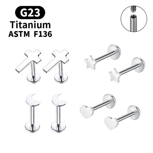 Elegant G23 Titanium Stud Earrings for Women - Classic Moon Design