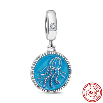 Sterling Silver Blue Zircon Feather Crown Moon Pendant Charm Bracelet Beads ZC009 3mm-4mm