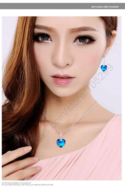 Elegant Sterling Silver Jewelry Set with Zircon Charm Pendant Necklace and Hoop Earrings
