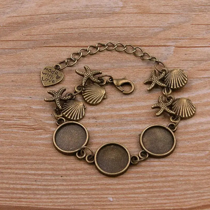 1Pc Metal Zinc Alloy Round Bracelet Findings in 2 Colors and 15 Styles 3-Antique bronze 12mm