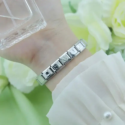 Hapiship 2024 Women Girls A-Z Charm Links Bracelet DIY Personalized Jewelry