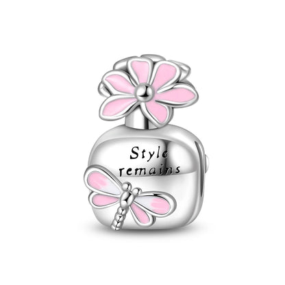Original 925 Sterling Silver Pink Flower Balloon and Coffee Cup Charms Beads for DIY Women’s Bracelet Jewelry Gift