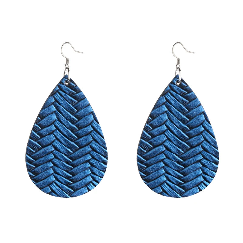 Elegant Faux Leather Teardrop Earrings for Women Lightweight Dangle Fashion Jewelry