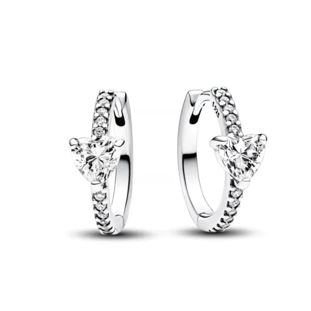 European 925 Silver Blue Snowflake Moon And Heart Zircon Stud Earrings For Women Holiday Exquisite Charm Jewelry