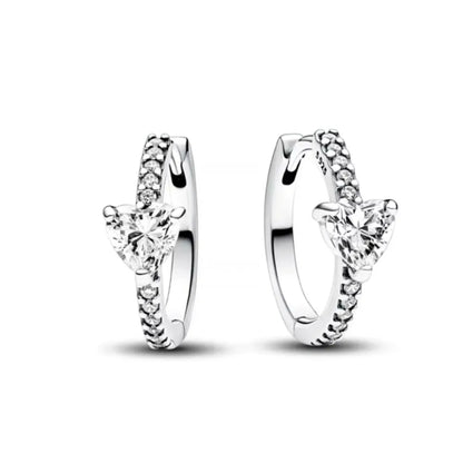 European 925 Silver Blue Snowflake Moon And Heart Zircon Stud Earrings For Women Holiday Exquisite Charm Jewelry