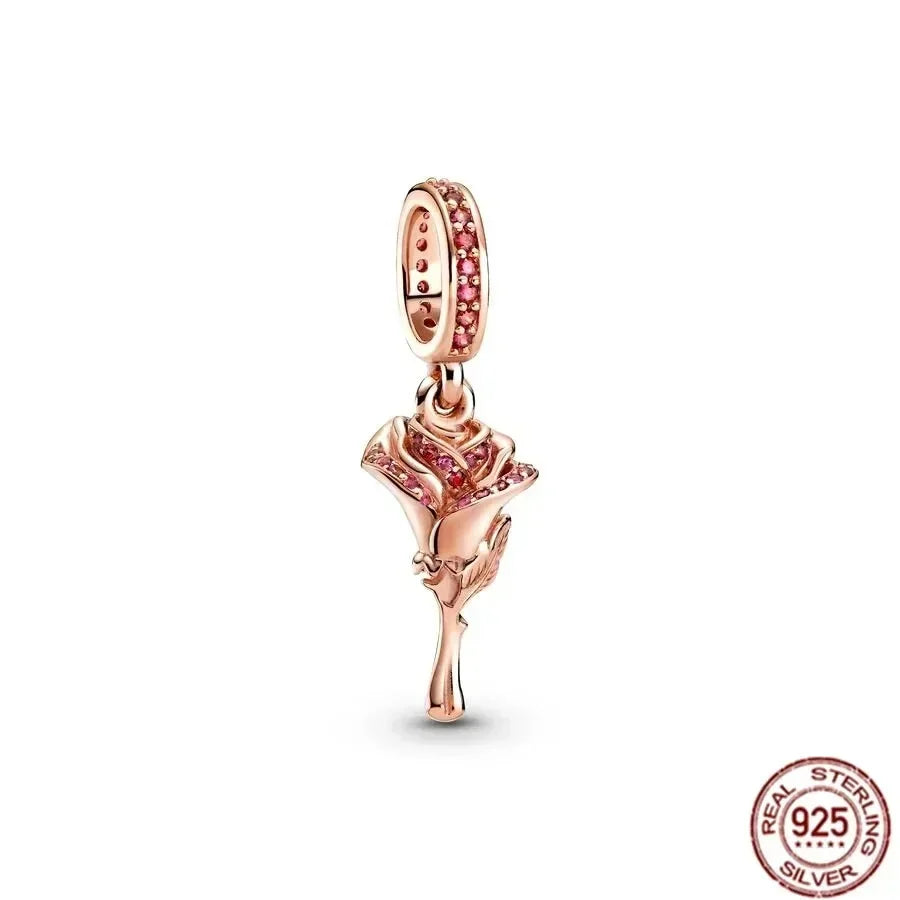 925 Silver Rose Gold Family Tree Heart Beads Charm for Women DIY Necklace Bracelet Jewelry Gift
