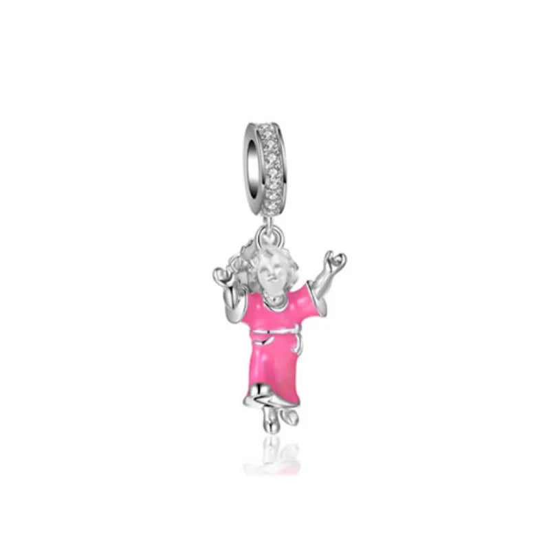 Spring Butterfly Heart Enamel Flower Charm Bead for Bracelets and Necklaces