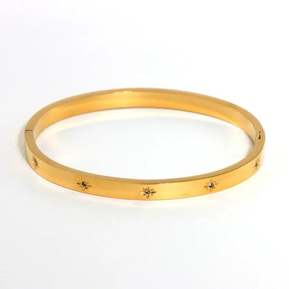 New Waterproof Cubic Zirconia Heart Flower Bangles Jewelry for Women BR8380-Gold CHINA