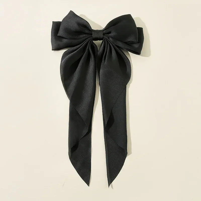 Korean Satin Big Bow Hair Clips For Women And Girls
