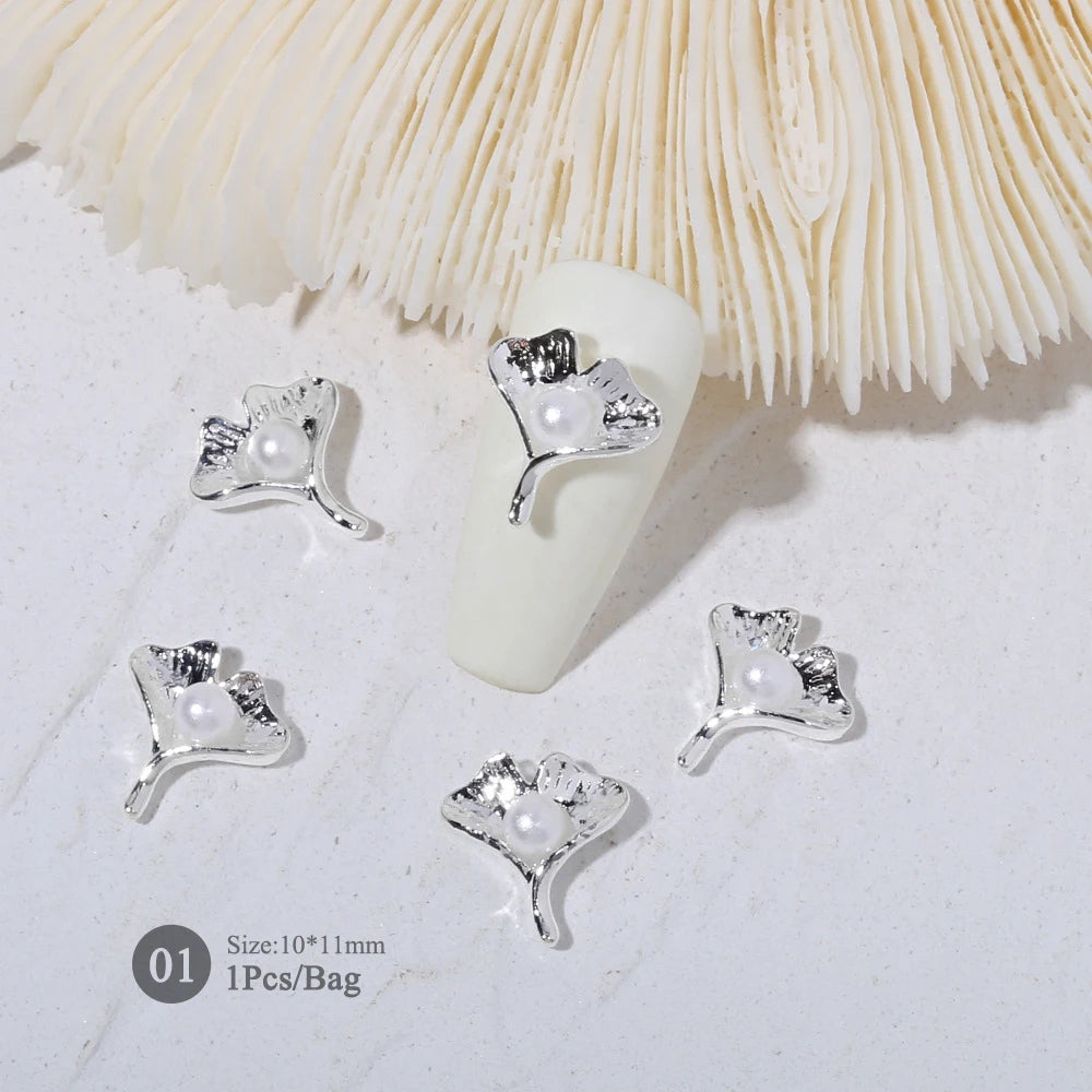 Elegant Gold Silver Metal Bowknot Nail Charm 3D Rhinestone Decor for DIY Manicure Art