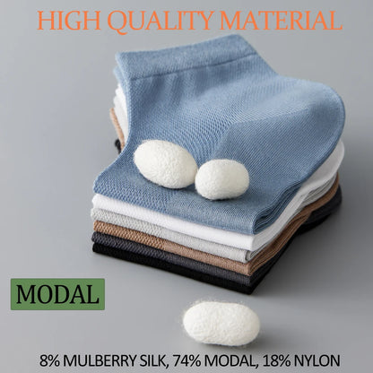 Mens Mulberry Silk Modal Mid Calf Breathable Thin Socks