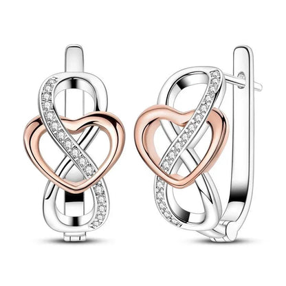 Luxury Colorful 925 Sterling Silver Hoop Earrings with Zircon Heart and Apple Pendants Birthday Gift for Women