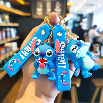 Kawaii Anime Disney Keychain Set Featuring Mickey Mouse, Minnie, Lilo & Stitch