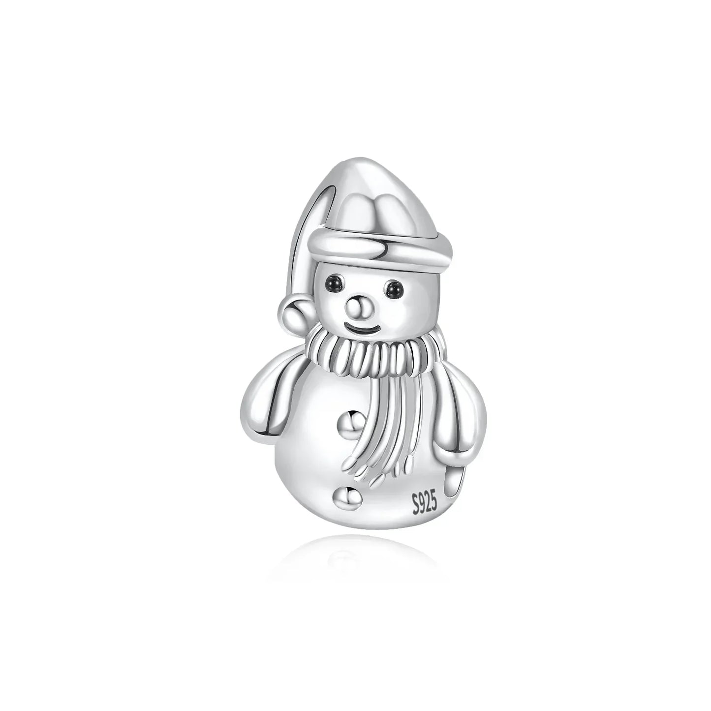 Sterling Silver 925 Skiing Penguin Charm with Geometric Snowflake Beads for Bracelets and Necklaces DIY Jewelry Gift