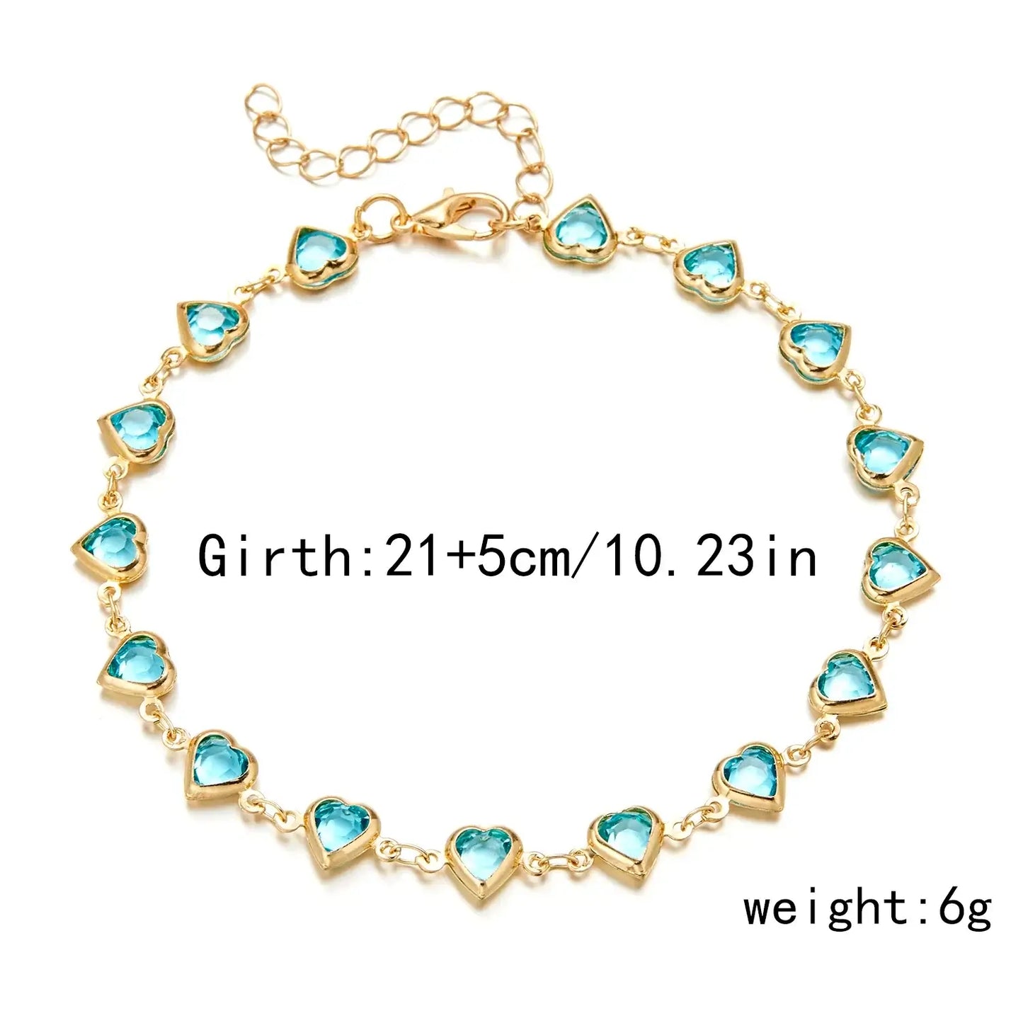 Vintage Red Blue Crystal Heart Bracelets for Women AK23Y0034-4