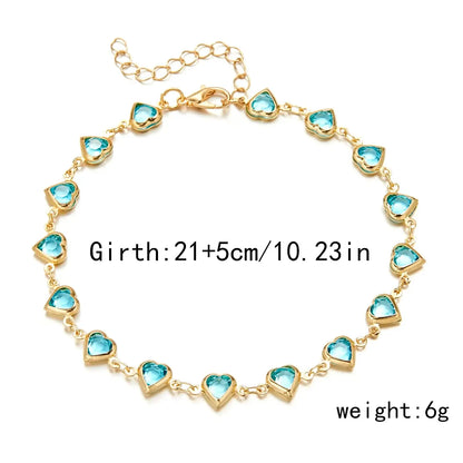 Vintage Red Blue Crystal Heart Bracelets for Women AK23Y0034-4