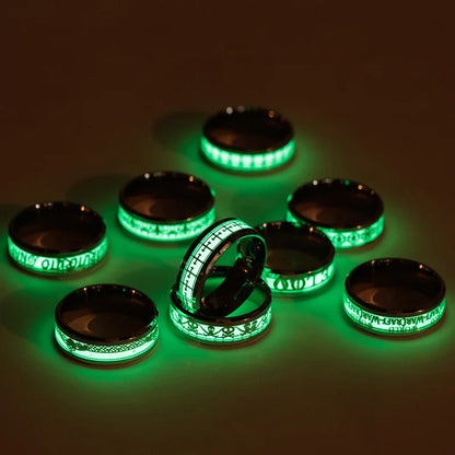 Luminous Dragon Stainless Steel Ring for Men - Glowing Green Animal Jewelry Gift
