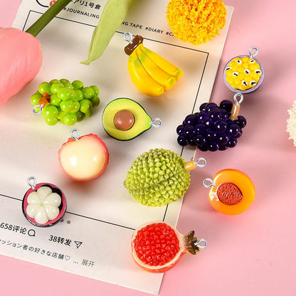 10 Piece 3D Simulated Fruit Flat Back Charms for DIY Jewelry Earrings Bracelets and Hairpins
