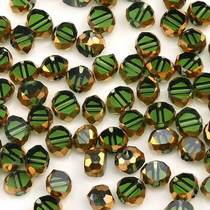 72 Pieces Golden Plated Glass Beads 3x4mm Oval Flat Faceted Crystal Beads for DIY Jewelry Making Necklaces and Bracelets