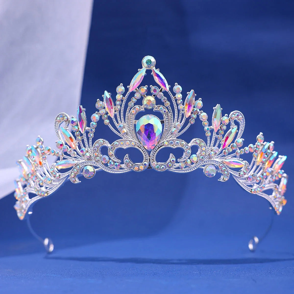 Multicolor Rhinestone Tiara - Top-Rated Crystal Crown Hair Accessory for Women Silvery AB
