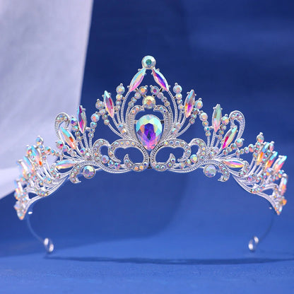 Multicolor Rhinestone Tiara - Top-Rated Crystal Crown Hair Accessory for Women Silvery AB
