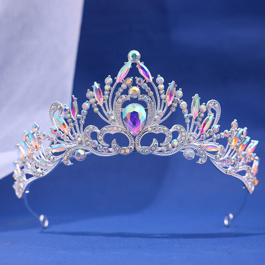 Multicolor Rhinestone Tiara - Top-Rated Crystal Crown Hair Accessory for Women Silvery AB