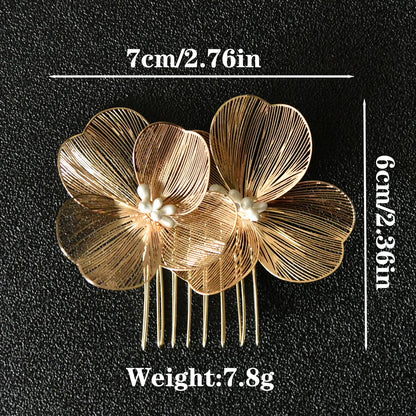 Elegant Alloy Flower Hair Combs for Bridal and Party Glamour