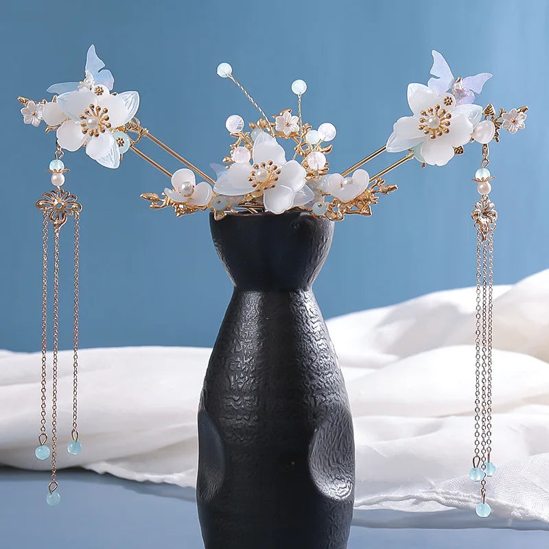 Vintage Chinese Hanfu Hair Accessories Set for Bridal Elegance