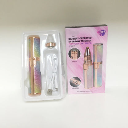 Portable 2 IN 1 Electric Epilator Eyebrow Trimmer Rechargeable Mini Painless Razor Shave Shaver