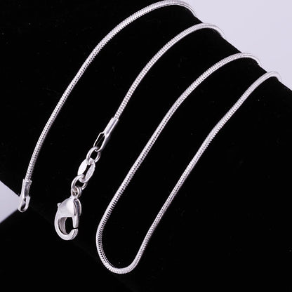 925 Sterling Silver Snake Chain Necklace Set 10PCS 16-30 Inch 1mm Fashion Jewelry for Men and Women