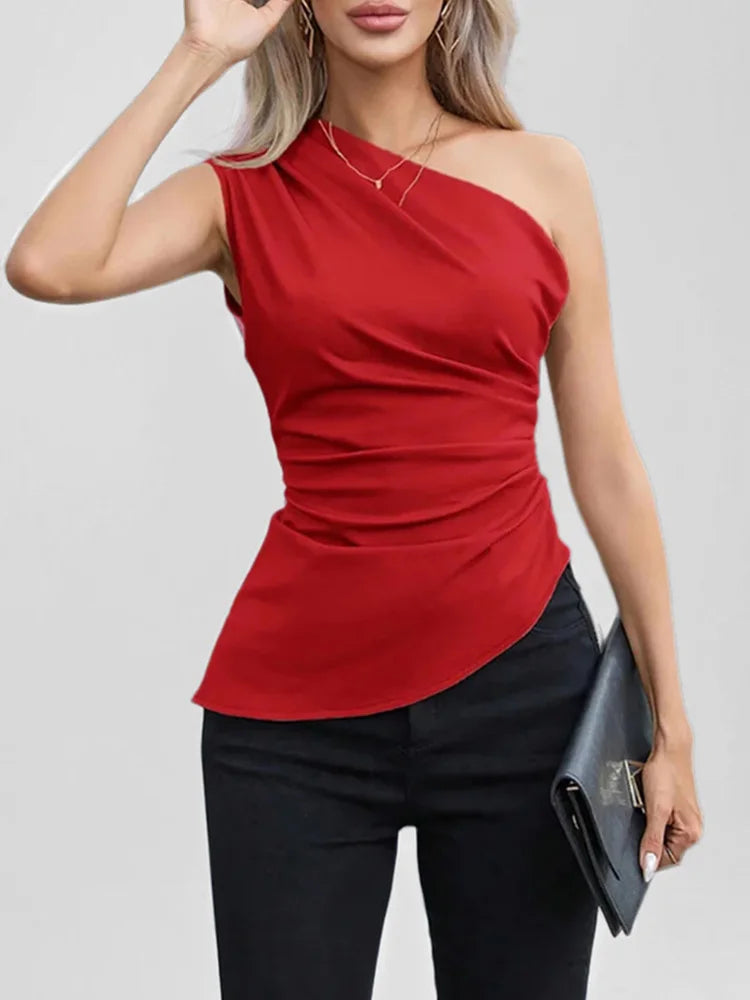 Dozw Women One Shoulder Vest Allseason Slim Fit Party Top
